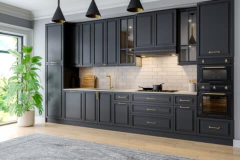 kitchen cabinets installed during a kitchen remodel