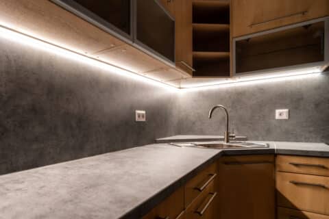 under cabinet lighting added during a kitchen remodel
